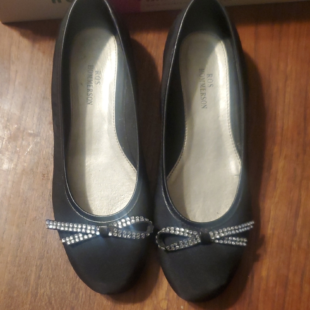 Ros Hommerson Black Rhinestone Flats